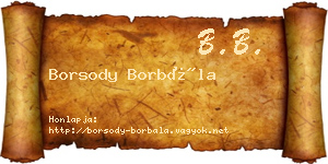 Borsody Borbála névjegykártya